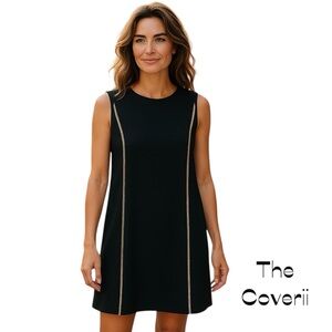 The Coverii Black Gold Beads Party Event Glam Shift Dress NWOT Size S